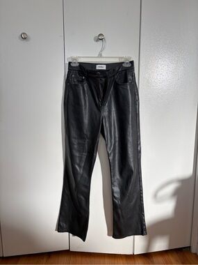 Leather Straight-Leg Pants - Black